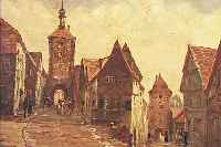 LETTAU, W., DEUTSCHER KüNSTLER UM 1920, STRASSENSZENE MIT KUTSCHE UND PERSONEN AUS ROTHENBURG O. T., ÖL/LWD., SIGN., 50 X 70 CM, R. (DIESER ...