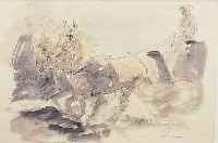 DILL, OTTO, 1884 NEUSTADT-1957 BAD DüRKHEIM, ZWEISPäNNIGE KUTSCHE, AQUARELLIERTE TUSCH- FEDERZEICHNUNG, RE. U. SIGN., CA. 26,5 X 37,5 CM, ...