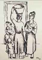 PECHSTEIN, MAX HERMANN, 1881-1955, FRAUEN UND KINDER, LITHOGRAPHIE, IM STEIN MONOGRAM. UND DAT. 45, LI. U. HANDSIGNIERT UNDDAT., CA. 40 ...