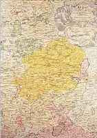 KOLORIERTE KUPFERSTICHKARTE, JOH. BAPTIST HOMANN NüRNBERG, UM 1730, ANSICHT VON BAYERN, TEILKOLORIERT, RE.O. KARTUSCHE ...