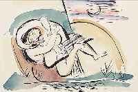 JANTHUR, RICHARD, GEB. 1883 IN ZERBST, HAUPTSäCHLICH BEKANNT ALS EXPRESSIVER GRAFIKERHIER: LEDA MIT DEM SCHWAN, AQUARELLIERTE LITHO, RE. ...