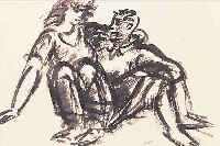 MASEREEL, FRANS, 1889-1972, LIEGENDES PAAR, LAVIERTE TUSCHEZEICHNUNG, MONOGR. UND DAT. 14, CA. 18,5 X 22,5 CM, PP, U.GL., R.