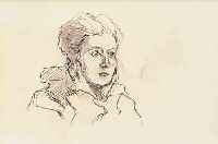 DILL, OTTO, 1884 NEUSTADT-1957 BAD DüRKHEIM, PORTRäT EINER FRAU, BLAISTIFT AUF GEBRäUN- TEM PAPIER, UNSIGNIERT, CA. 17 X 20 CM, PP U.GL., R.