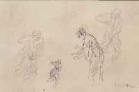 LIEBERMANN, MAX, 1847-1935, FIGUREN IM TIERGARTEN, KREIDE AUF PAPIER, AUS DEN 20ER JAHREN STAMMEND, RE. U. SIGN., CA. 12,8 X ...