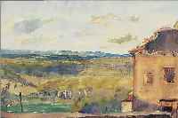 DILL, OTTO, 1884 NEUSTADT-1957 BAD DüRKHEIM, LANDSCHAFT IN DER SüDPFALZ, BEZ.: SCHWEIGEN, AQUARELL AUF PAPIER, LI. U. SIGN., CA. 38,5 X ...