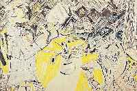 NESCH, ROLF, 1893 OBERESSLINGEN-1975 OSLO, GESPRäCH AM TISCH, TEMPERA, FARBKREIDEN UND TUSCHE AUF BüTTEN, CA. 52 X 68,5 CM, RE. U. SIGN. UND ...