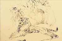 DILL, OTTO, 1884 NEUSTADT-1957 BAD DüRKHEIM, LIEGENDER TIGER, LITHOGRAPHIE, RE. U. HANDSIGN., CA. 32 X 43 CM, GEBRäUNT, PP, U. GL., R.