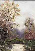 UNBEKANNTER MALER, UM 1900, BäUME AM WALDSEE, ÖL/HOLZ, UNSIGN., CA. 31 X 21 CM, R.