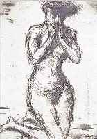 BREKER, ARNO, 1900-1991, KNIEENDER WEIBLICHER AKT, RADIERUNG, HAND- SIGN. UND NUM. 2/25, CA. 31 X 24 CM