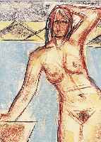BOGDANOVIC, BORISLAV, 1899 RUMA-1970 SCOTTSDALE, STEHENDER WEIB- LICHER AKT, PASTELLKREIDE AUF PAPIER, LI. U. SIGN., CA. ...
