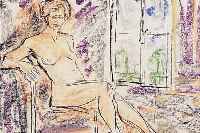 BOGDANOVIC, BORISLAV, 1899 RUMA-1970 SCOTTSDALE, LIEGENDER WEIB- LICHER AKT, PASTELLKREIDE AUF PAPIER, CA. 25 X 34,5 ...
