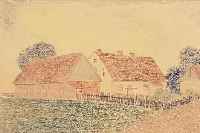 WUNDERWALD, GUSTAV, 1882-1945, BAUERNHOF IN OSTPREUßEN, VON 1922, BUNTSTIFTZEICHNUNG, CA. 26,9 X 35,3 CM, PP, U.GL., ...