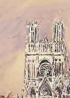 HECKENDORF, FRANZ, 1888-1962 MüNCHEN, DIE KATHEDRALE VON REIMS, AQUARELL/PAPIER, VON1926, LI. U. SIGN. UND DAT., CA. 44 X 36 CM, PP U.GL., R.
