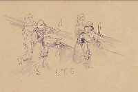 COMPTON, EDUARD THEODORE, 1849 LONDON-1921 FELDAFING, PERSONENSKIZZEN, BLEISTIFT AUF PAPIER, MITTIG UNTEN ...