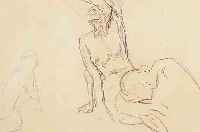 LIEBERMANN, MAX, 1847-1935, SAMSON UND DELILA, BLEISTIFT AUF PAPIER, GEBRäUNT, UNSIGNIERT, MIT EXPERTISE VON PROF. ...