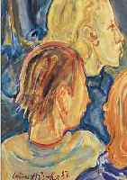 HüTHER, JULIUS, 1881 CANNSTADT-1945 MüNCHEN, DREI KöPFE, ÖL/LWD, LI. U. DSIGN. UND DAT. 37, CA. 52,5 X ...