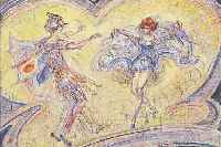 ARLT, FRITZ, 1887 WALDENBURG-1966 MüNCHEN, ZWEI TäNZERINNEN, WOHL ENTWURF FüR THEATER- KOSTüME, BUNTSTIFT UND AQUARELL üBER BLEI- STIFT, ...