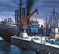 MASEREEL, FRANS, 1889 BLANKENBERGHE-1972 AVIGNON, DER HAFEN VON MARSEILLE, ÖL/LWD, RE. U. MONOGR. UND ...