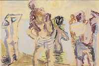 BARGHEER, EDUARD, 1901 FINKENWäRDER-1979 HAMBURG, BADENDE AM MEER, MISCHTECHNIK (GOUACHE UND AQUARELL), ...