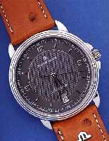 MAURICE LACROIX HERRENARMBANDUHR AUTOMATIK, REF.-NR. 11577/921, SCHWEIZ UM 1998, EDELST. POL., BEIDS. SAPHIRVERGL., UNGETR., ORIG.- ETUI, ...