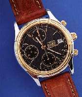 ORIS ARMBANDCHRONOGRAPH AUTOMATIK, REF.-NR. 7415, SCHWEIZ UM 1995, EDELST. POL., BEIDS. MINERALVERGL., LüNETTE SOWIE DRüCKER U. KRONE HARTVERG., ...