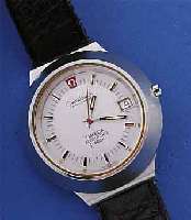 OMEGA HERRENARMBANDUHR CONSTELLATION ELEKTRO- NIK CHRONOMETER, REF.-NR. 1980013, SCHWEIZ UM 1973, EDELST.-GEH. MASSIV, IN EINANDER 2-FACH ...