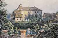 UNBEK. KüNSTLER UM 1830, DIE RATTENBURG, WESTPRIGNITZ, PROV. BRANDENBURG, SEHR FEINES AQUARELL, UNSIGN., AUF UNTERLAGE BEZ. UND SCHINKEL ...
