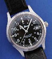 HAMILTON/LL BEAN FLIEGERARMBANDUHR AUTOMATIK, REF.-NR. 9/21, UM 1988, EDELST., BODEN GE- SCHR., KONTRASTZIFFERBL., 17 ST., ZENTRALROTORKUGELGEL., ...