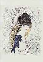 LAURENCIN, MARIE, 1885 PARIS-1956, LE CHAPEAU SUR LES YEUX, AQUARELLIERTE RADIERUNG VON 1923, CA. 8,5 X 6,9 CM, PP
