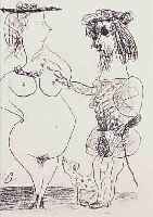 PICASSO, PABLO, 1881-1973, LE SEIGNEUR ET LADAME, LITHOGRAPHIE VON 1972, AUS: SOUVENIRS ET PORTRAITS D'ARTISTES, ED. MOURLOT PARIS, CA. 22 ...
