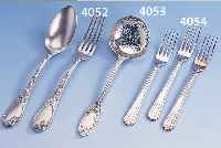 5 GABELN VON CARTIER, 925ER SILBER, TEILVER- GOLDET, ART-DECO-MOTIV, GEFERTIGT FüR USA, CA. 205 G