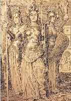 THOMA, HANS, 1839-1924, DIE WALKüREN, LITHOGRAPHIE VON 1898, LI. U. IM DRUCK SIGN., CA. 46 X 31 CM, PP
