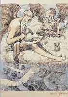 THOMA, HANS, 1839-1924, LEBEN UND TOD, FARBLITHOGRAPHIE VON 1916, RE. U. HAND- SIGNIERT, CA. 26 X 21 CM, PP