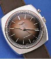 VULCAIN CRICKET ARMBANDWECKER, SCHWEIZ UM 1970, EDELST. , EDELST.-BODEN GEDR., UNGETR., LAGERW., LEDERB., RUNDANKERW. KAL. MSR/S2, GEH- U. ...