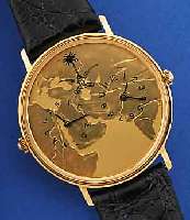 ASPREY 2-ZEITZONENARMBANDUHR, SCHWEIZ UM 1992, GG 750/000, 2 VONEINANDER UNABHäNGIGE QUARTZWERKE, BEI SCHäTZUNG BATTERIE ERN., LEDERB., ...