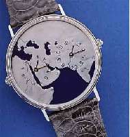 ASPREY 2-ZEITZONENARMBANDUHR, SCHWEIZ UM 1992, WG 750/000 ROD., IM ZENTRUM WG GEF. DIA-MANT, 2 VONEINANDER UNABH. QUARTZWERKE, BEI SCHäTZUNG ...