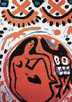 PENCK, A.R., GEB. 1939, FARBSIEBDRUCK AUF DüNNEM KARTON, HANDSIGNIERT UND NUM. IV/X, CA. 100 X 70 CM