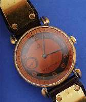 OMEGA TASCHENUHR LEPINE, WERK IN GEH. QUAL.,UM 1912, ALS ARMBANDUHR UMGEBAUT CA. 1945, METALL VERCHR., BER., D. CA. 41 MM, KL. SEK. BEI 9, VERG. ...