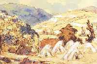GRAF, KARL,  RIEßMüHLEN AM DONNERSBERG, AQUARELLIERTE UND GOUACHIERTE ZEICHNUNG, LI. U. SIGN., CA. 33 X 47 CM, ...