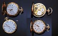 A.LANGE & SÖHNE HERRENTASCHENUHR LEPINE, REF.-NR. 91005, DEUTSCHLAND UM 1933, GG 585/000, PERF. EMAILBL., AUßEN BLAU 13-24, GOLDCUV. ...