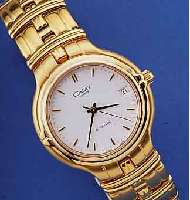 CAMY HERRENARMBANDUHR AUTOMATIK, REF.-NR. 5837, SCHWEIZ UM 1995, EDELST., GG-AUFL. INCL.EDELST.-BAND M. DOPPELTER, UNSICHTB. FALTSCHL.BEIDS. ...