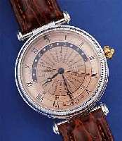 JAQUES LEMANS HERRENARMBANDUHR WORLDTIMER, REF.-NR. 605, SCHWEIZ UM 1996, METALL HART- WEIßVERG., BEIDS. MINERALVERGL., BEWEGL. BANDANST., ...