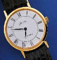 GLASHÜTTE HERRENARMBANDUHR, DEUTSCHLAND UM 1984, METALL HARTVERG., EDELST.-BODEN GEDR., EMAILFARB. KONTRASTZIFFERBL., LEDERB., DAMEN- ...