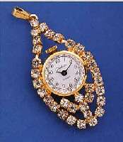 KONVOLUT: 2 GLASHÜTTE ANHäNGEUHREN, METALL M. STRAßBES. (1X GELB, 1X WEIß VERG.), UNGETR.LAGERW., EHEM. DDR PRODUKT. UM 1986, ALLE ...