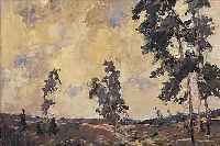 ETTLER, HANS, ANFANG 20. JH., WEITE LAND- SCHAFT BEI AUFZIEHENDEM GEWITTER, ÖL/LWD./ HOLZ, SIGN. U. BEZ. STOCKHOLM, 49 X 59 CM, R. (DIESER L. ...