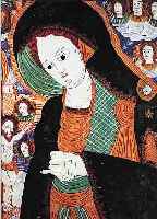 HINTERGLASMALEREI, RUMäNIEN, 19. JH., MADONNA VOR DEM KREUZ, MIT ALTERSBEDINGTEN LEICHTEN FARBABBLäTTERUNGEN, CA. 53 X 43 CM, R