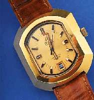 DOXA HERRENARMBANDUHR AUTOMATIK, REF.-NR. 36000, SCHWEIZ UM 1970, MASSIV METALL HARTVER-G., EDELST.-BODEN GESCHR., EINLEGEGLAS, BEI FERTIGST. ...