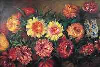 QUENTIN, L., KüNSTLER, UM 1900, BLUMENSTIL- LEBEN MIT PFINGSTROSEN, ÖL/LWD./HOLZ, SIGN. U. DAT. 1902, 67 X 91 CM, R.