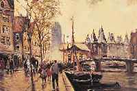 UNBEK. KüNSTLER MITTE 20. JH., HOLLäNDISCHE STADTANSICHT MIT GRACHTEN, ÖL/LWD., UNLESERL. SIGN., 30 X 40 CM, R.