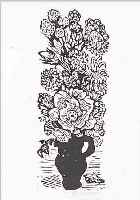 PANKOK, OTTO, 1893 SAARN-1966 WESEL, BLUMENSTRAUß, HOLZSCHNITT VON 1957, HANDSIGNIERT, CA. 28 X 10 CM, WVZ DROSTE NR. 546